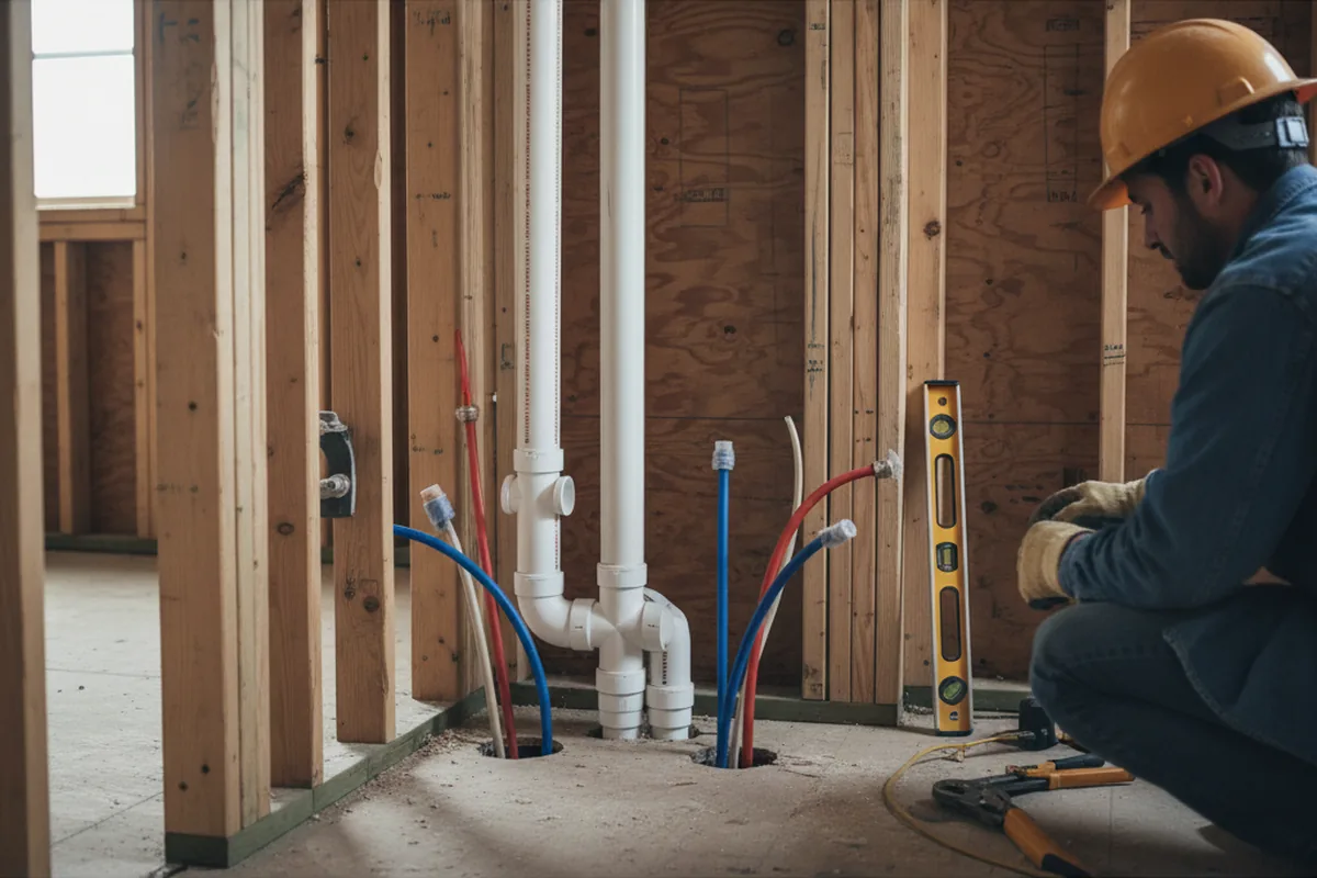 Drain and supply rough-in during Garbage Disposal Repair in Barclay